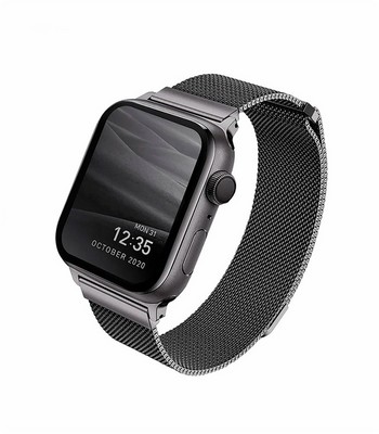 Стальной ремень мелкое плетение Uniq DANTE для Apple Watch 49/45/44/42, цвет графит (44MM-DANGRP) - фото 4777