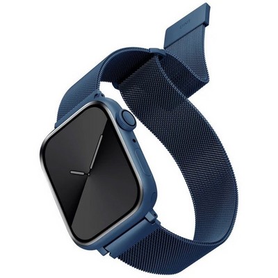 Стальной ремень мелкое плетение Uniq DANTE для Apple Watch 49/45/44/42, цвет синий (BLUE) - фото 4778