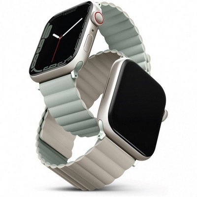Ремень силиконовый Uniq REVIX для Apple Watch 41/40/38, цвет шалфей/бежевый (SAGE/BEIGE) - фото 4781