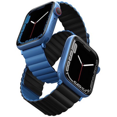 Ремень силиконовый Uniq REVIX для Apple Watch 41/40/38, цвет синий/черный (41MM-REVBLUBLK) - фото 4783