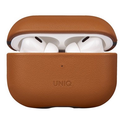 Кожаный чехол Uniq Terra Genuine Leather для AirPods PRO 2 (2022), цвет коричневая ириска (Toffee Brown) - фото 4795