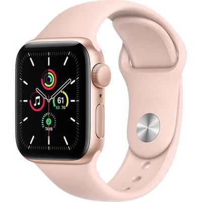 Умные часы Apple Watch SE, 40 мм, корпус из алюминия золотого цвета, спортивный ремешок цвета «розовый песок» MYDN2RU - фото 12137