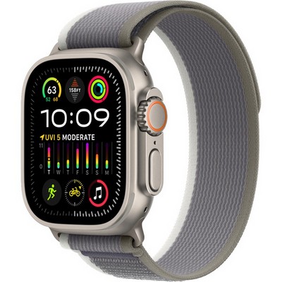 Умные часы Apple Watch Ultra 2 GPS + Cellular, 49 мм, корпус из титана, ремешок Trail зеленого/серого цвета - фото 13187