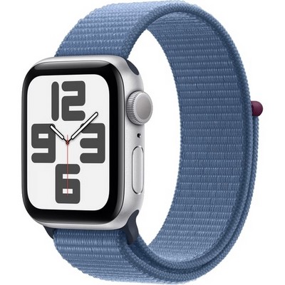 Умные часы Apple Watch SE 2023 GPS, 40 мм, корпус из алюминия серебристого цвета, ремешок Sport Loop цвета грозовой синий - фото 13195