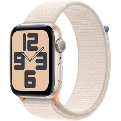 Умные часы Apple Watch SE 2023 GPS, 44 мм, корпус из алюминия цвета сияющая звезда,  ремешок Sport Loop цвета сияющая звезда - фото 13196