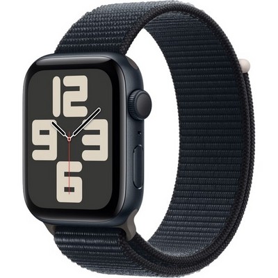 Умные часы Apple Watch SE 2023 GPS, 44 мм, корпус из алюминия цвета тёмная ночь,  ремешок Sport Loop цвета тёмная ночь - фото 13197