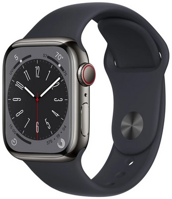 Умные часы Apple Watch Series 8 41 мм Steel Case Cellular, graphite/midnight - фото 4732