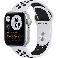 Умные часы Apple Watch Nike SE, 40 мм, алюминия серебристого цвета, спортивный ремешок Nike цвета «чистая платина/чёрный» MYYD2