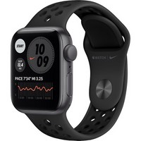 Умные часы Apple Watch Nike SE, 40 мм, корпус из алюминия цвета «серый космос», спортивный ремешок Nike цвета «антрацитовый/чёрный» MYYF2