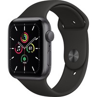 Умные часы Apple Watch SE, 44 мм, корпус из алюминия цвета «серый космос», спортивный ремешок чёрного цвета MYDT2