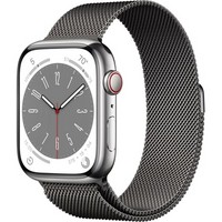 Умные часы Apple Watch Series 8, 45 мм, корпус из нержавеющей стали, миланский сетчатый браслет, «серый космос» ML773