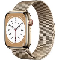 Умные часы Apple Watch Series 8, 45 мм, корпус из нержавеющей стали, миланский сетчатый браслет, золото ML763