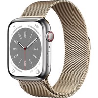 Умные часы Apple Watch Series 8, 45 мм, корпус из нержавеющей стали, миланский сетчатый браслет, золото ML763RU