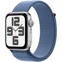 Умные часы Apple Watch SE 2023 GPS, 44 мм, корпус из алюминия серебристого цвета,  ремешок Sport Loop цвета грозовой синий